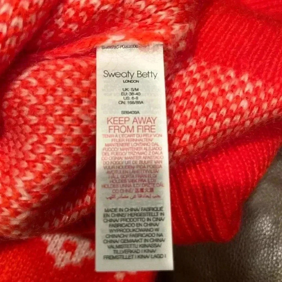 NWT Sweaty Betty Snow Fairisle Wool Mohair Sweater Firebird Orange S/M - Picture 9 of 9